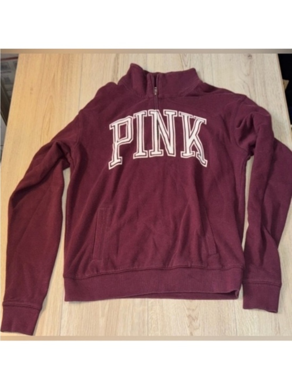 Victoria’s Secret pink maroon white quarter zip sweatshirt